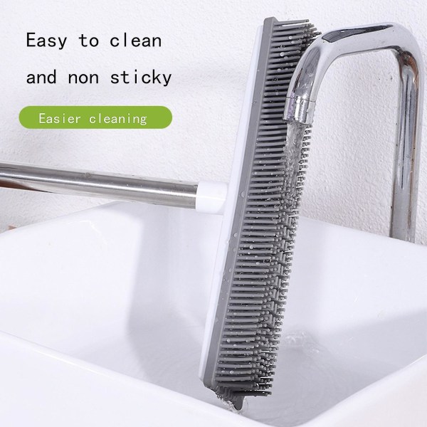 Gulvskrubb silikonbørste med langt håndtak, 2 i 1 skrape og børste, badekar  og flisebørste for rengjøring av bad, uteplass, kjøkken, vegg c05d | Fyndiq