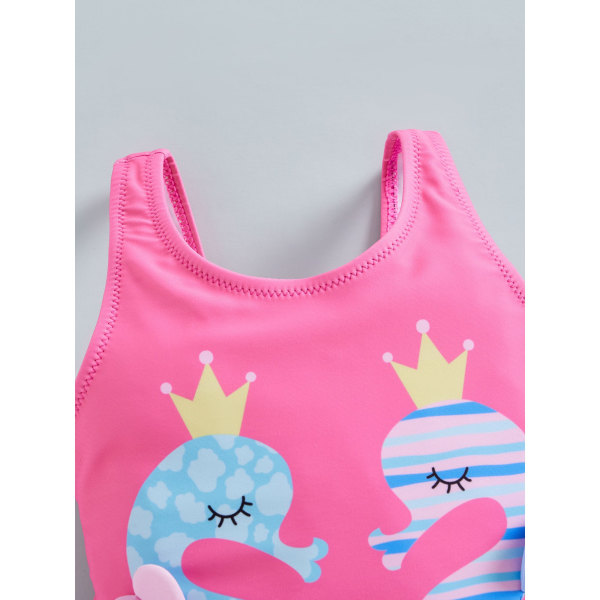 Barn Toddler Baby Girl One Piece Baddräkt Beach Wear Ruffle Seahorse S Dark Pink L/110