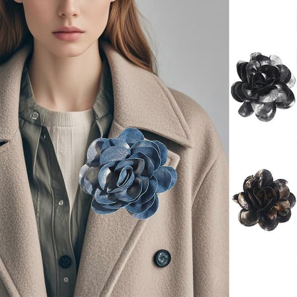 Elegant Kamelior Blomma Broschnål Mångsidig Modeaccessoar för Kvinnor Klänning Kostym Unika Kamelior Blå Blue