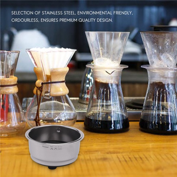 Venlig avtakbar rustfritt stål kaffefilterkurv sil kaffemaskin tilbehør for hjemmekontor (dobbel kopp)