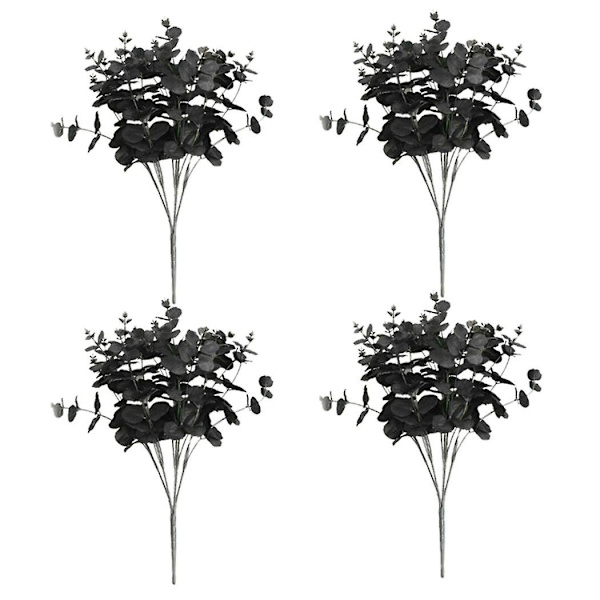 4x 20 Hoveder Kunstig Sort Eucalyptus Falsk Blomst Plante Bryllupsfest Dekoration