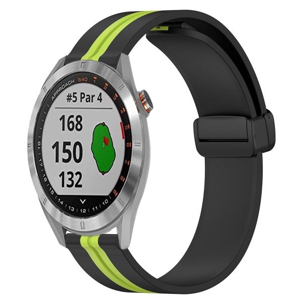 Silikonklokkebånd for Garmin Approach S40 Black Lime Green