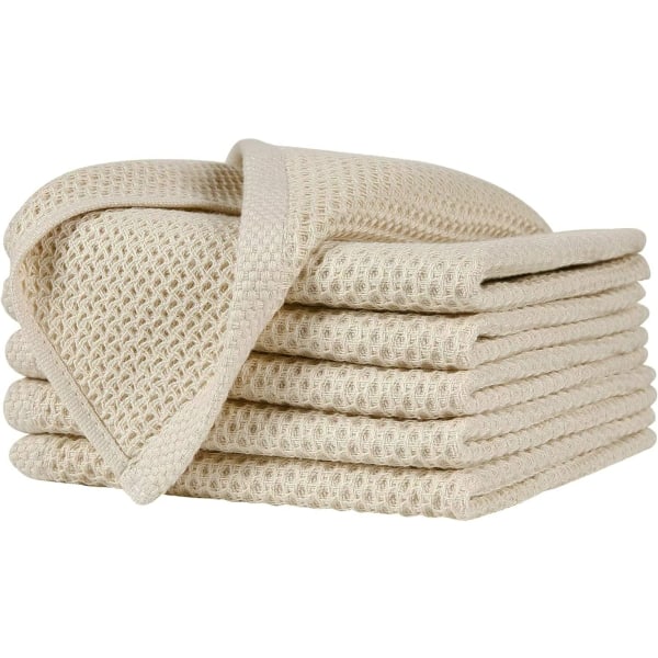 100 % Cotton Waffle Weave keittiötiskiliinat, erittäin pehmeät imukykyiset nopeasti kuivuvat astiapyyhkeet, 12x12 tuumaa, 6 kpl