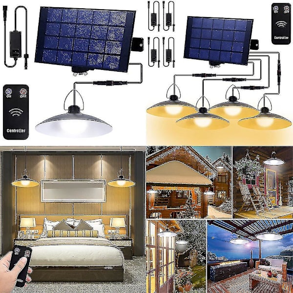 Aurinkoenergia-riipusvalaisin Ulkokäyttöön Vedenkestävä Led-lamppu Kaukosäätimellä -koko,väri1 Aurinkopaneeli 3 Lampcool White