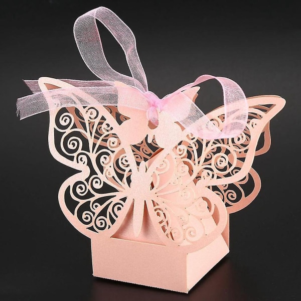 100 stk Butterfly Bryllup Favor Box Bursdagsfest Gaver Godteribokser (rosa)  864d | Fyndiq