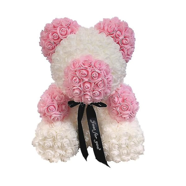 Timubike 2022 Dropshipping 40cm Rose Bear Heart Konstgjord Blomster Rose Nalle För Kvinnor Alla hjärtans bröllop Födelsedag Julklapp Pink Panda 25CM