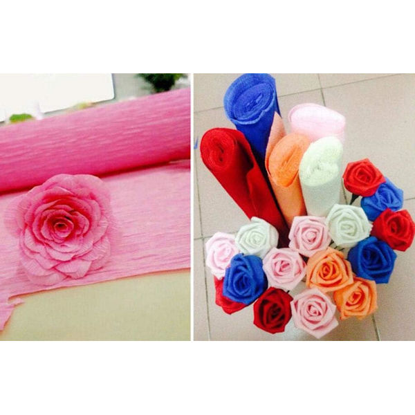 Krepppapper Färgat papper Bukett Presentpapper för Floristbuketter DIY-Inpackning 50*250cm Gult 1 st Golden