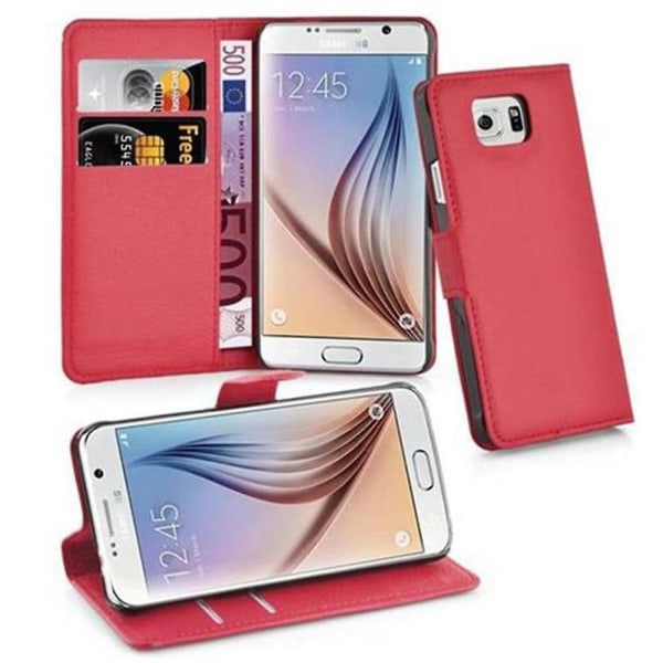 Samsung Galaxy S6 Cover Case Case - med kortplatser och stativfunktion CARMINE RED