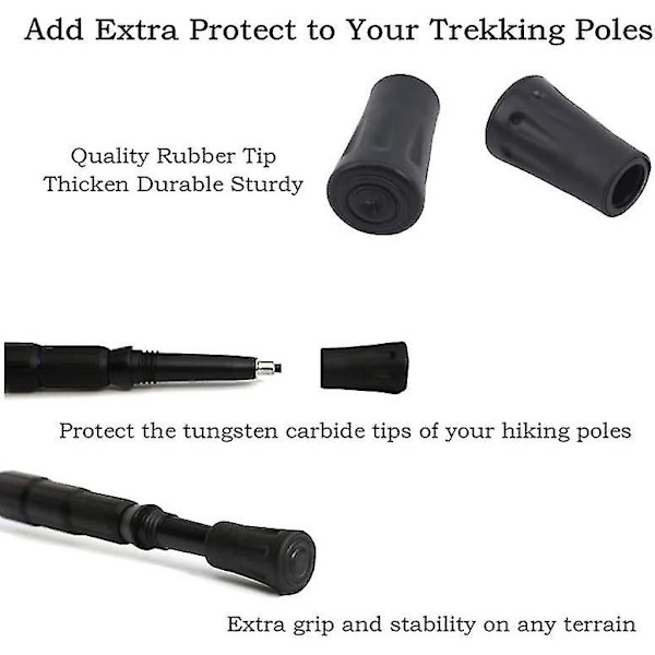 6 kpl kävelykepin kärkiä, korvaavat kumikärjet kävelykepeille, halkaisija 11 mm