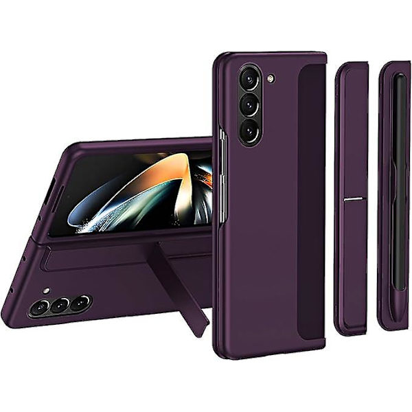 Til Samsung Galaxy Z Fold 5 Etui Med S Pen, Udskiftelig S Pen Holder & Kickstand Support Trådløs Opladning Etui Til Samsung Z Fold 5 deeppurple