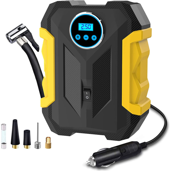 Digitaalinen ilmapumppu autoon, kannettava rengaspumppu LED-valolla, DC 12V