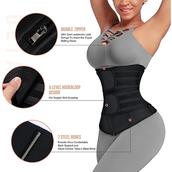 Waist trainer för kvinnor Plus storlek två bälten Neopren träningskorsett midja Cincher Trimmer XL