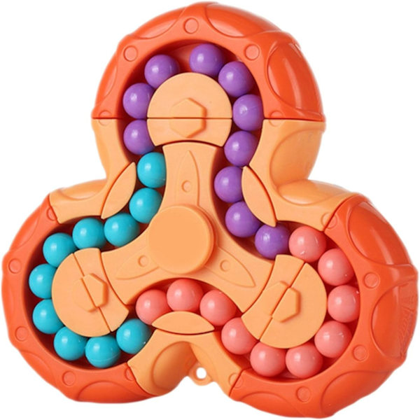 Seks-sidet roterende finger Rubik's Cube - Seks-sidet afstressende finger roterende legetøj - Puslespil afstressende puslespil spil sanse legetøj (Orange) orange