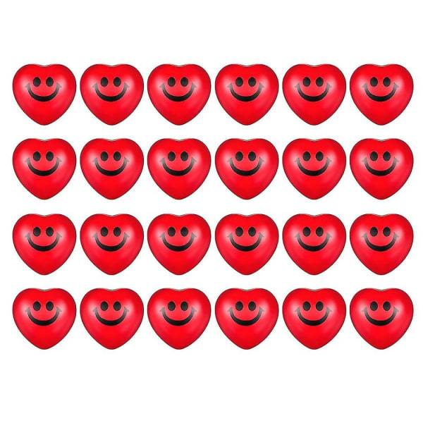 24 Pcs 's Day Heart Stress Balls,red Smile Face Squeeze Balls,heart Shaped Foam Balls And Adults