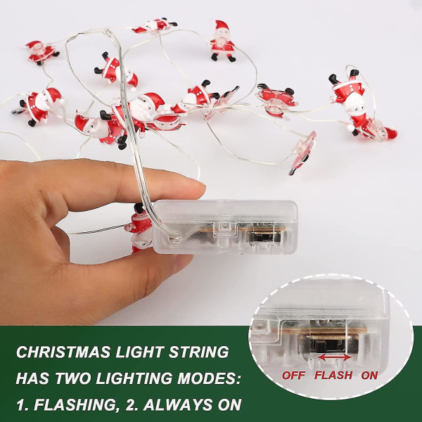 Batteridrevne Fe-lys, 2m 20 Led Jule-lys, Soveværelse Fe-lys, 2 Tilstande (varm Hvid)
