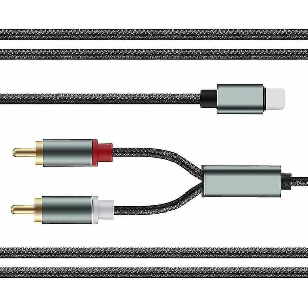 Apple til 2 RCA Lotus-kabel - Lydkabel for iPhone og mobiltelefon til forsterker