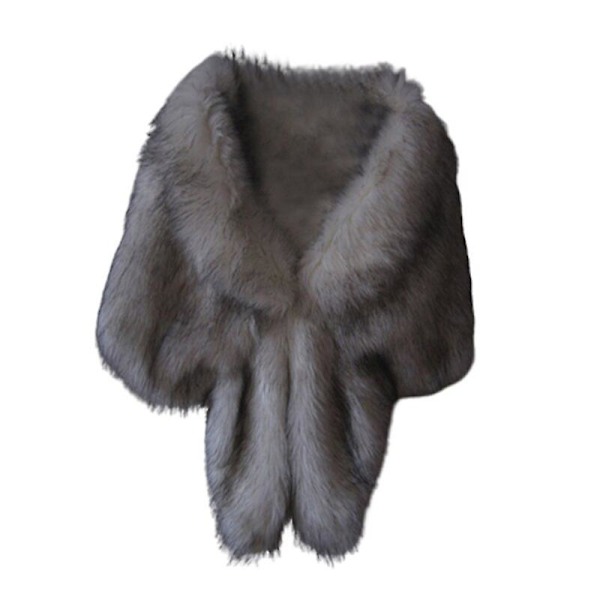 Vinter Elegant Dame Imiteret Pels Kappe Brude Imiteret Pels Frakke Kvinder Bryllup Sjal Aften Fest Wraps Slim Pels Skulder Kapper XS S