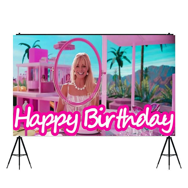 Ny film Barbie bursdagsfest dekorasjon rosa tema figurer ballongsett bakteppe papirplate vev servisetilbehør fork 10pcs