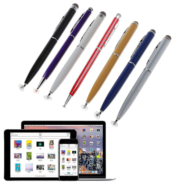 2 i 1 Fiber Metal Tip Stylus Kapacitans Pen Skærm Touch Tegning Tablet Pen