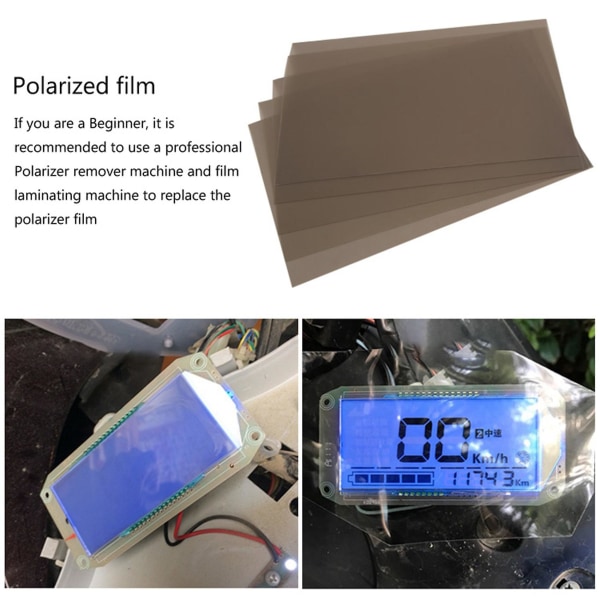 Lineær polarisasjonsfilm Lcd/led polarisert filter polariserende filmark for polarisering 5 stk (ingen lim
