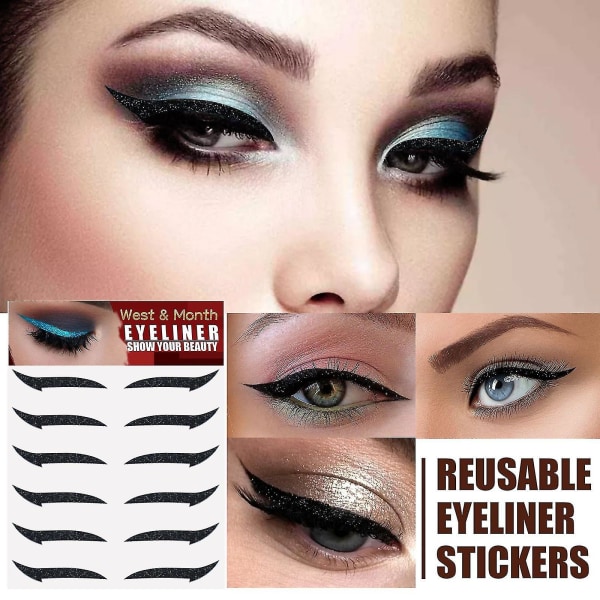 Selvklæbende eyeliner-klistermærke dobbelt øjenlågsklistermærke scene makeup øjenmakeup klistermærke sort