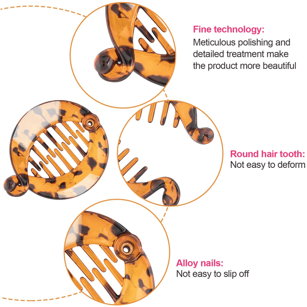 4-pack hartsspärrar för kvinnor och flickor, diverse runda bananhårkammar Fishtail-spärrar
