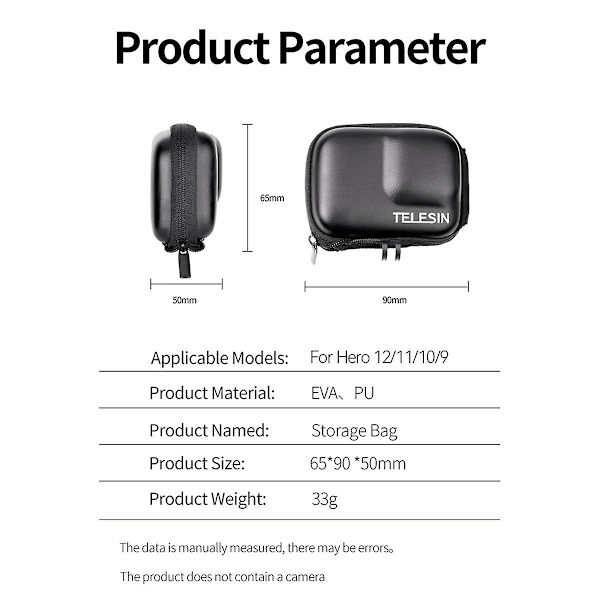 Mini Beskyttende Oppbevaringsveske for GO3 12 Hero 12 11 10 9 Action Camera Vanntett Boks Svart