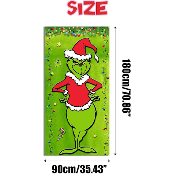 Grinch Jule Dør Cover Dekorationer Grinch Grøn Baggrund Glædelig Jul Veranda Skilt Til Indendørs Udendørs Hoveddør Festartikler