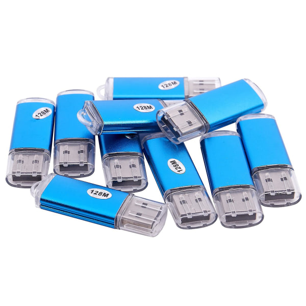 10 X Usb-hukommelse 2.0 Memory Stick Flash-drev 128mb Gave Blå