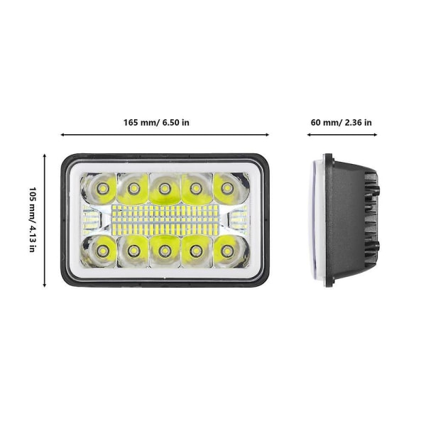 4x6 tuuman auton LED-ajovalot päiväajovalot Hi-lo-säteellä Drl Angel-eye-renkaalla Chevy K5 K10 K20/kenworth T800 T400 T600