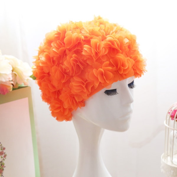 Vintage cap blommössa blomblad Retro stil badmössor för kvinnor orange