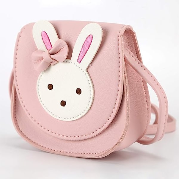 Little Rabbit Ear Bow Crossbody-veske, PU-skulderveske for barn, jenter pink