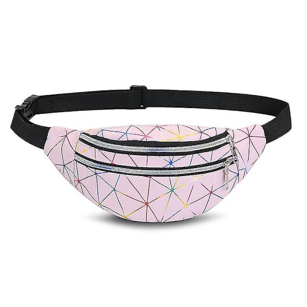Taljepose, Skinnende Bæltetaske Bumbags Til Damer Rejse Fest Sport Løbetur Vandreture (1pc Sort)