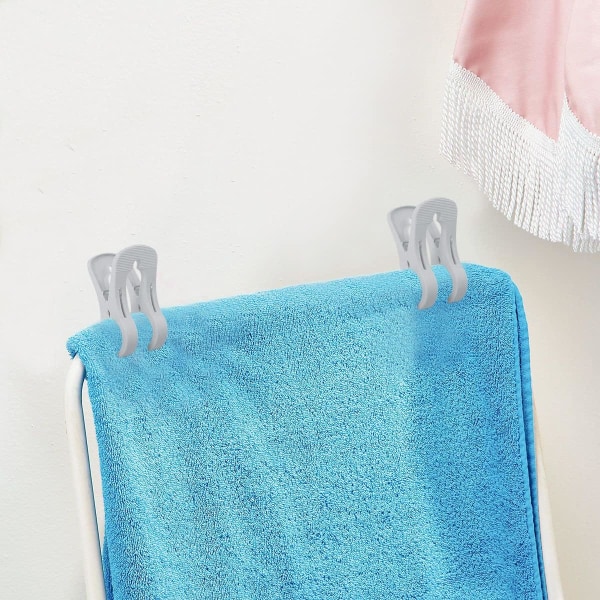 6 pakke strandhåndkleklemmer for strandstoler, terrasse- og bassengtilbehør, forhindre at håndkleet ditt blåser bort (grå)