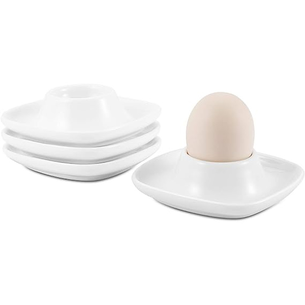 Keramiska äggkoppar Set om 4, Porslin Hård Mjukkokt Ägghållare Square egg tray *4