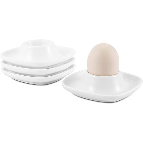 Keramiske eggekopper, sett med 4, porselen hardkokt bløtkokt eggeholder Square egg tray *4