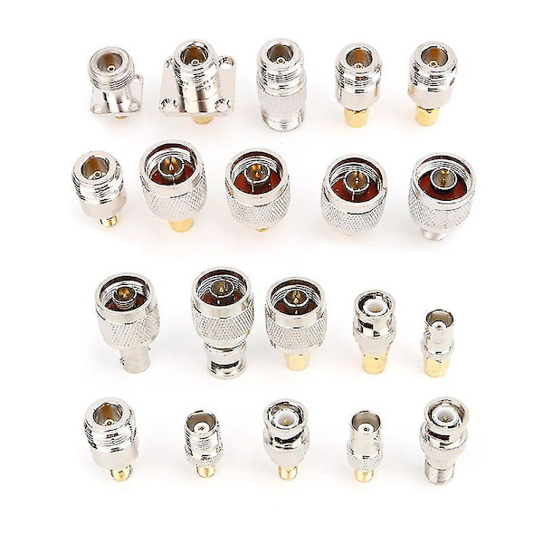 20-pack RF-kontakt-adapterkit med N-typ, BNC, TNC, SMA - Testkonverterare