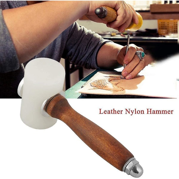 Läderhammare Trähandtag T-huvud Nylon för lädercarving DIY läderhantverk