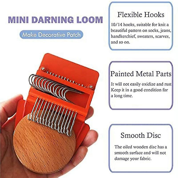 Darning Mini Loom Machine, Speedweve Typ Väva Verktyg Bekväm Liten Vävstol Kit, DIY Vävkonst Väva Verktyg Shibaod