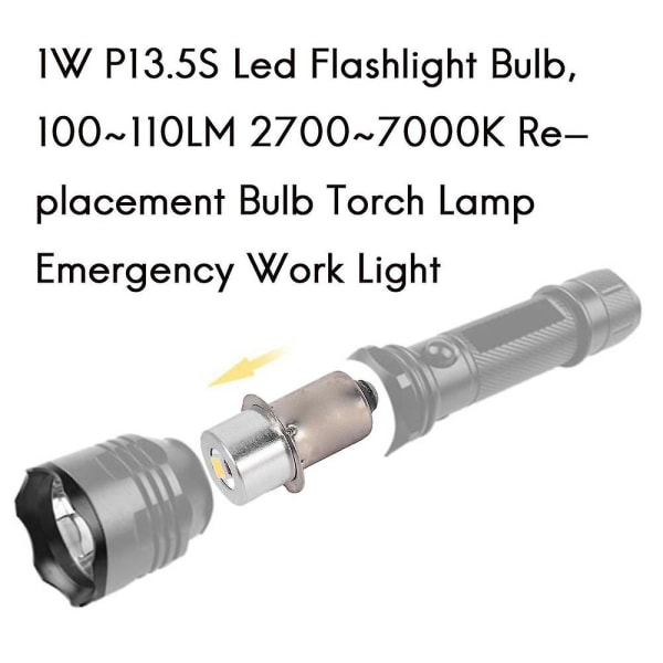 1w P13.5s LED taskulamppu, 100~110lm 2700~7000k vaihtopolttimo taskulamppu  hätätyövalo 5e56 | Fyndiq