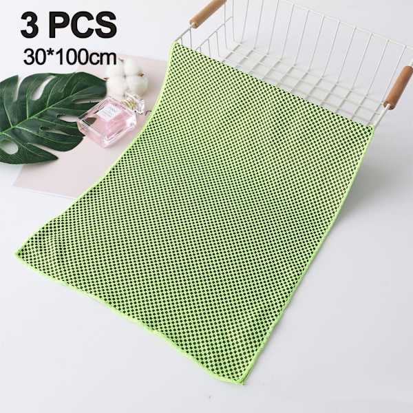 Håndklæde 3-pak - Letvægts håndklæde i mikrofiber til fitness, træning, sport og sved - Hurtigtørrende håndklæde Green