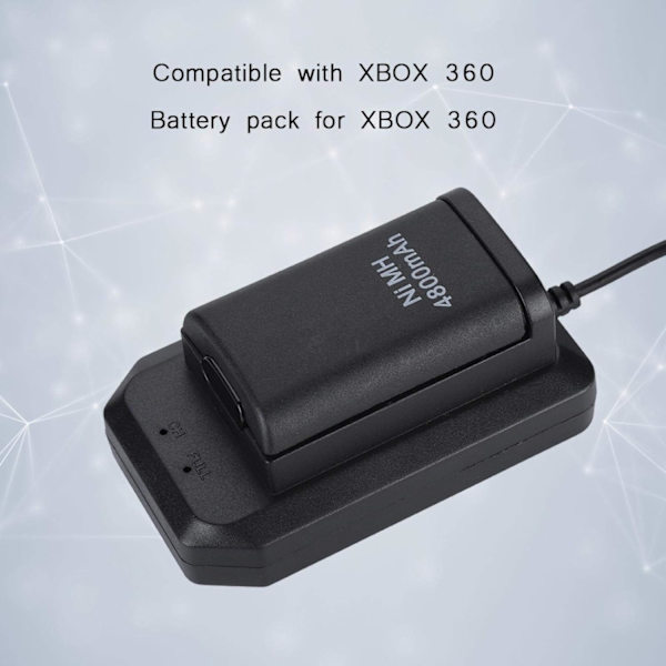 Xbox 360 Controller Kit, 2*4800mAh Batteri USB-opladningskabel+opladningsbase