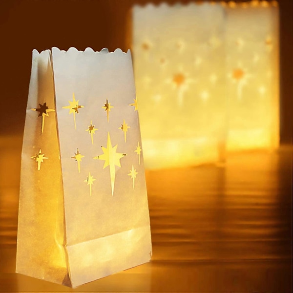 50 st Flame Resistenta Ljuspåsar, Stjärndesign Ljuslyktor för Bröllop, Fest
