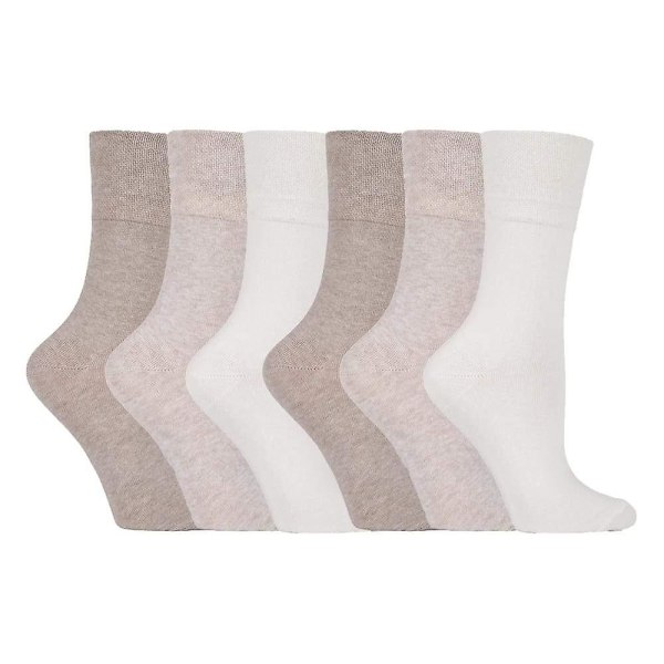 6-pack damstrumpor med mjuk grepp, utan resår, storlek 4-8 UK Multi grey / beige