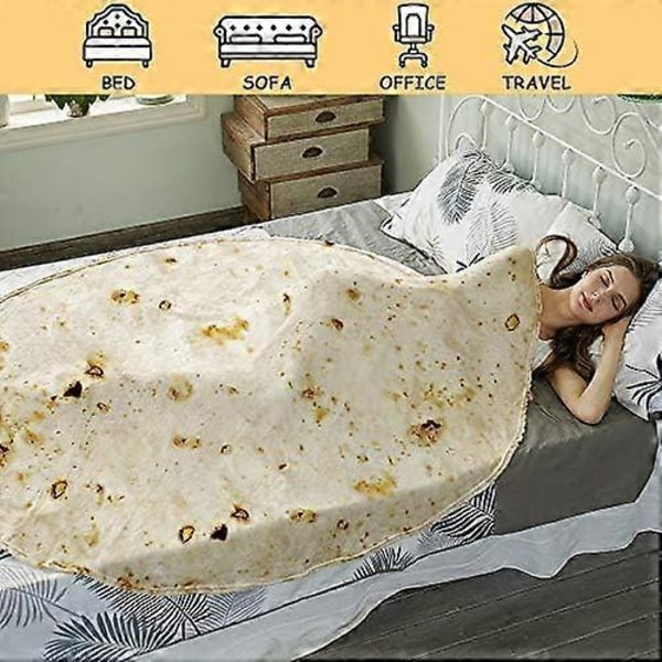 Burritos Tortillafilt, Tortillafilt, Rolig Nyhetstortilla Rund Filt Jätte Tortilla Rund Mjuk Filt (Beige, 47 tum)