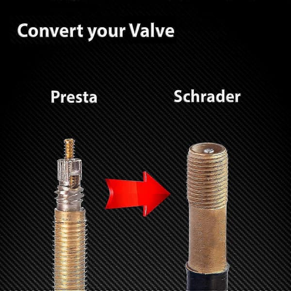 Presta til Schrader Ventiladaptersett - 5 Pakning for Dekkoppblåsing - Fransk til US Standard