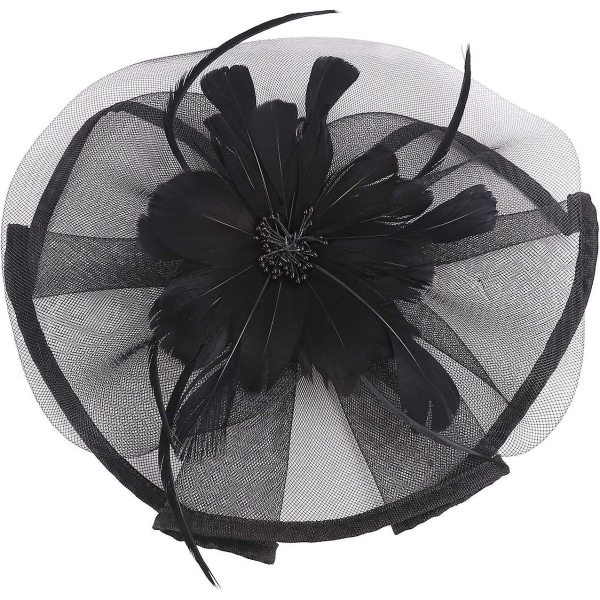 Elegant Dame Blomst Fjeder Mesh Net Fascinator Hat Slør Med Pandebåndsklips