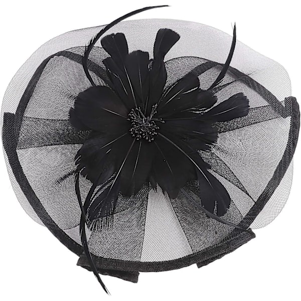 Elegant Damhatt med Blomma, Fjäder och Nät för Dam