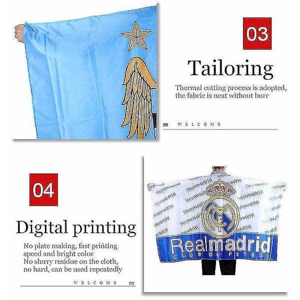 Real Madrid Flag (VM 2024) (100% Polyester og Størrelse 86*138) LANG