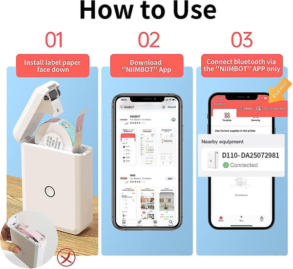 D110 Mini Bluetooth-etiketprinter - Perfekt til mærkning på hjemmekontoret